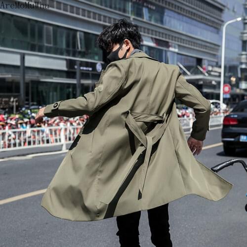 AreMoMuWha 2019 Spring Fashion Loose Suit Collar Windbreaker Mens Trend Korean Version of The Thin Belt Lapels Casual CoatQX844