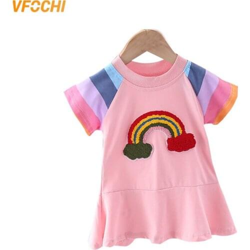 VFOCHI 2020 Girl Dresses Summer Short Sleeve Casual Children Dresses Girls Clothes Baby Girls Dress Kids Dresses For Girls 1-8Y