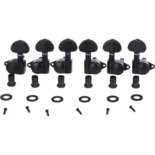 Wilkinson 3R3L Roto Style Sealed Guitar Tuners Machine Heads Tuning Pegs Keys Set for Gibson or Epiphone Les Paul, Black