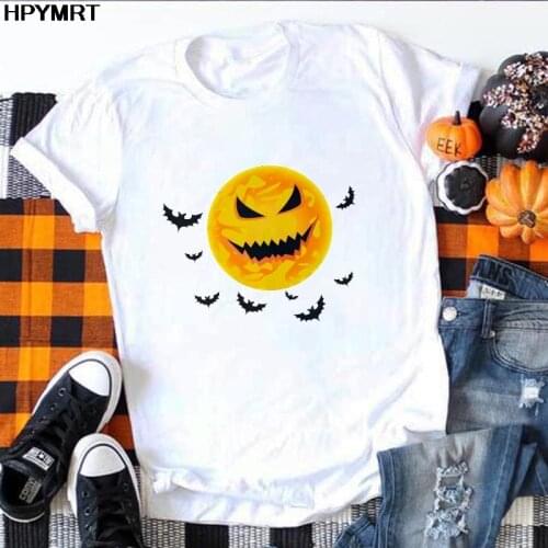 Women T-Shirt Fashion Halloween elements Printed Womens Graphic T Shirts Streetwear Tee Shirt O-neck Short sleeve Tshirt Female