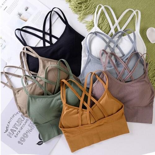 Vest Women Sport Bra Beauty Back Padded Yoga Top Shock-Proof Women Sexy Underwear Cross Gathering High-Intensity Fitness Bra