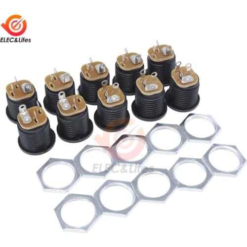10Pcs DC-022 5.5-2.1 / 5.5 x 2.1mm DC Power Electrical Socket / DC Connector Female Panel Mount DC022 5.5*2.1mm