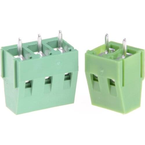 10PCS 5mm Pitch Screw Terminal Connector Copper Green PCB Terminal Blocks2 Pin 3 Pin Straight Leg KF128