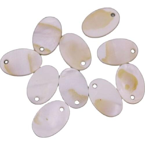 10 PCS Oval Shell Natural Mother of Pearl Jewelry Making Top Hole 10mmX14mm