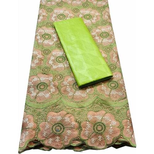 2.5+2.5 Yards / set Swiss Voile Lace In Switzerland And Bazin Riche Fabrics 2020 New Guinea Senegal African Wedding Bazin YA371