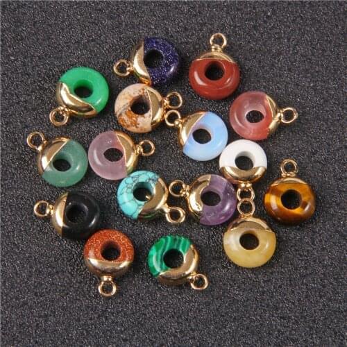 2pcs/lot Natural Stone Pendant Reiki Heal Big Hole Round Amethysts Opal Crystal for Jewelry Making DIY Bracelet Necklace 10mm