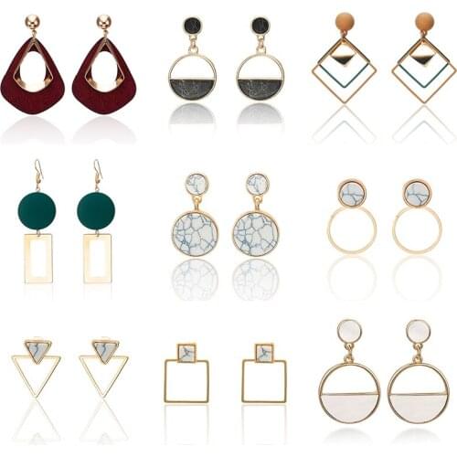2020 Fashion Korean Statement Drop Earrings For Women Geometric Metal Gold Hanging Dangle Earring modern Jewelry Wholesale