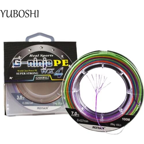 2021 New 100M Solid Color/Multicolor 4 Strands 8 Strands Braided Fishing Line Anti-bite Multifilament Line Fishing Tackle