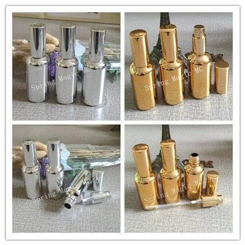 50ml Electroplated golden / Sliver glass bottle Perfume bottles Empty Glass Atomizer Perfume Pump Bottle Cosmetic Container