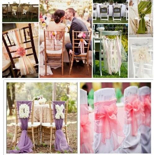 600pcs Organza Chair Sashes Chair Bows Wedding Party Event Xmas Banquet Decor Sheer Organza Fabric 18cm x 275cm