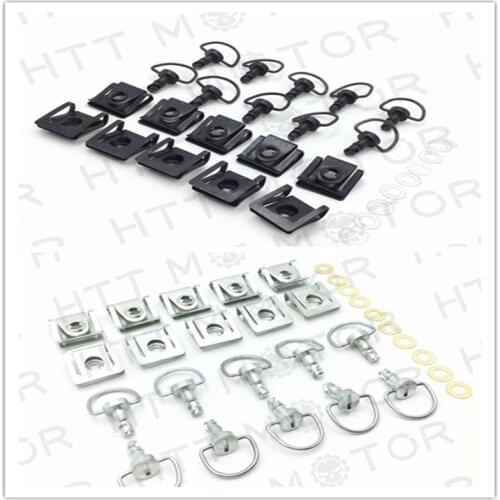 Aftermarket free shipping motorcycle parts Dzus 15mm Black Quick Release Fasteners Fairing Bolts Studs Quarter Turn + Clips 10pc