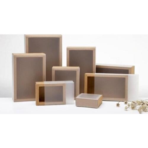 Black Kraft Paper Drawer Boxes with Frosted Sleeve Handmade Wedding Party Candy Gift Packaging Boxes