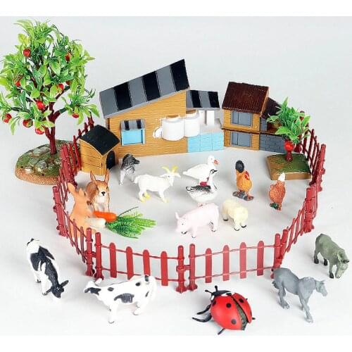 Farm House Poultry Wild Animal Lion Tiger Chicken Duck Action Figures Simulation Animal Model Scene Decoration Toys for Children