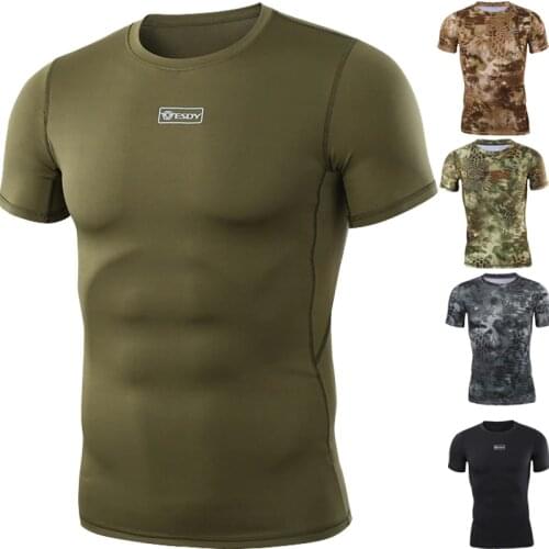 New Outdoor Hunting Camouflage T-shirt Men Breathable Army Tactical Combat Shirt Military Quick Dry Sport Camo Hunting Camp Tees