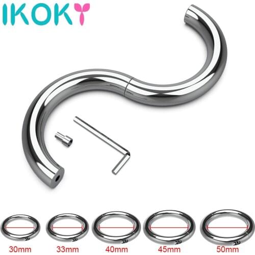IKOKY 5 Size Scrotum Restraint Testicular Metal Cock Penis Ring Ball Stretcher Penis Erection Sex Toys for Man Delay Lasting