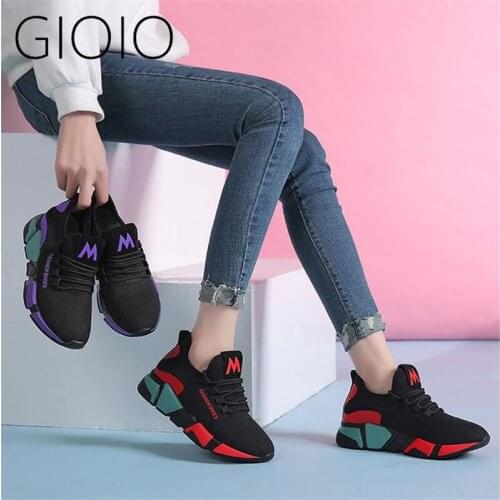 Korean fashion all-match breathable womens shoes running woven mesh sneakers light casual non-slip soft sole shoes