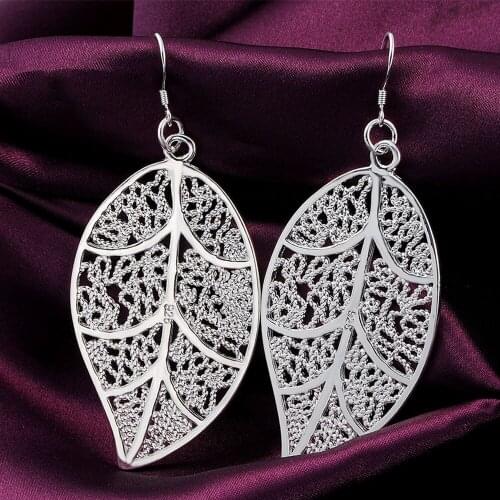LEKANI New Arrival 925 Sterling Silver Fashion Leaf Earrings For Women Wedding Engagement Jewelry Best Gift Christmas Gift