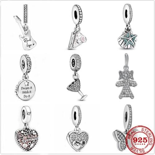 Hot Selling 100% genuine 925 sterling silver heart butterfly wine glass dangle charm bead charms fit original pandora bracelets