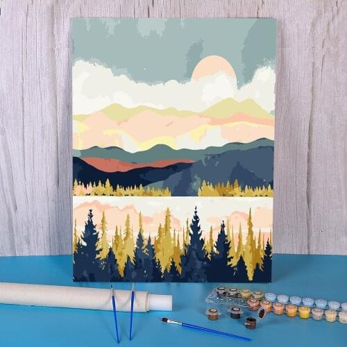 Landscape Mountain Sunrise Paint By Numbers Complete Kit Oil Paints 50*70 Canvas Pictures Decoration For Adults Art