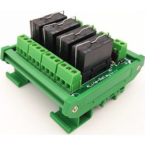 DIN Rail Mount 4 SPDT 16A Power Relay Interface Module,G5RL-1-E 24VDC Relay