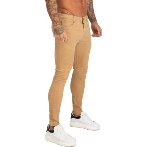 GINGTTO Mens Clothing Jeans Homme Pants Super Skinny Fit Mens Jeans Elastic Waist Bestting for Athletic Body Hip Hop zm176