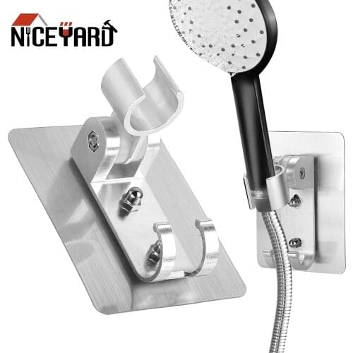 NICEYARD Wall Gel Mounted Shower Holder Portable Hand Held Bathroom Shower Head Hook Pedestal Bracket Head Stand Bracket Fitting