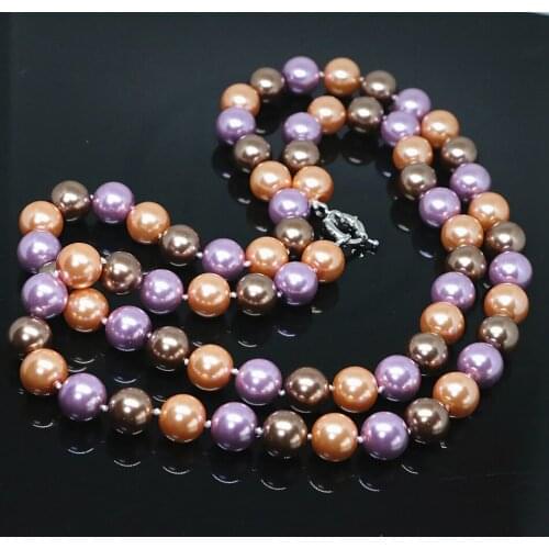 New fashion multicolor shell simulated-pearl round beads 12mm pretty weddings ceremony long chain necklace jewelry 36inch B1501