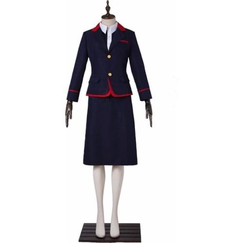 New Japanese Aviation Women Cosplay Costume Aviation Waiter Jacket Shirt Skirt Cosplay Costume Suit L0516
