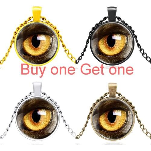 Pretty Owl Eyes Design Glass Dome Pendant Necklace Men Women Exquisite Jewelry Accessories Best Gifts