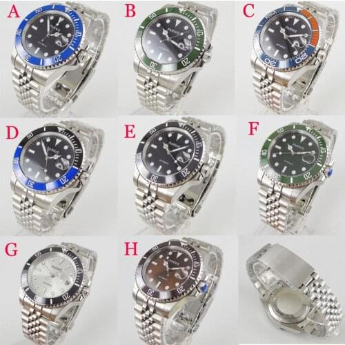 PARNIS Brand Sapphire Glass Self Winding Men Watch Date Window Jubilee Strap MINGZHU Movement