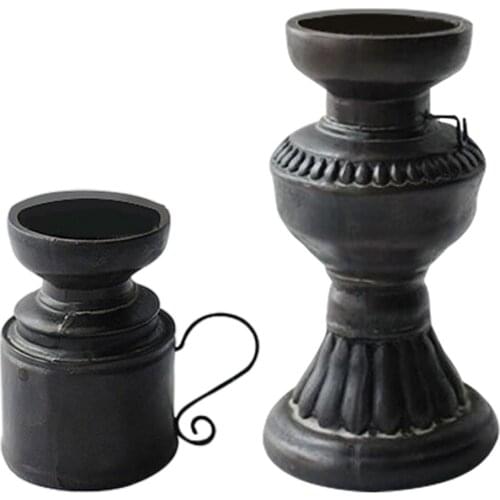 Retro Style Pillar Candle Holder Resin Handicraft Candlestick Home Decor