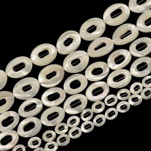 Hollow Oval Circle White Natural Mother Of Pearl Shell Beads,Loose Spacer Beads,Natural Stone Beads,Diy Accessories,Wholesale