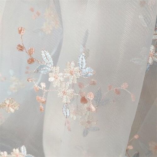 Net Yarn Embroidery Flowers Leaves Lace Fabric Clothing Dress Accessories Skirt DIY Materials VXZ153815