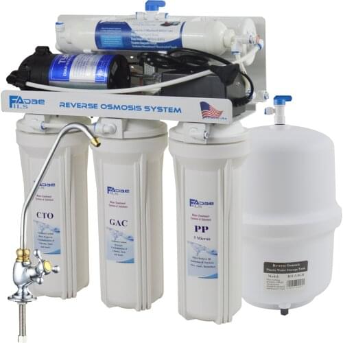 50GPD Under Sink Reverse Osmosis Water Filtration System 5 Stage RO Water Purifier with Faucet&Tank, EU two pin plug, 100 - 240V