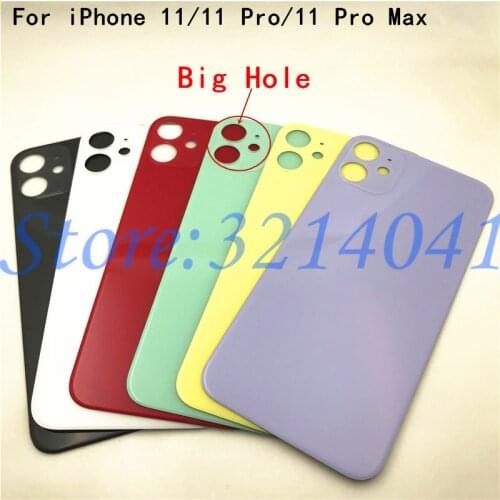 Glass Housing Case For iPhone 11 11 Pro 11 Pro Max Big Hole Back Battery Cover Rear Door Housing Case Replacement