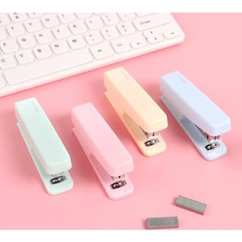 JIANWU10# Cute macarons color Stapler Creative Pure Color Binding Machine give staples kawaii School office supplies