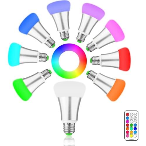 10W E27 LED Bulb Lamp RGB Stage Light 12 Colors Led Lights for Home Remote Control Brightness Timing AC 85-265V RGB + Cool White