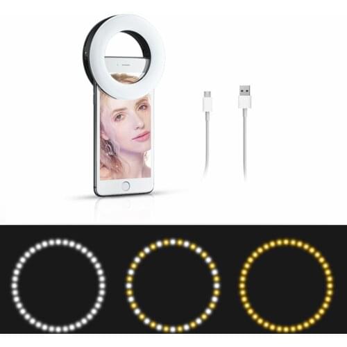 LED Flash Ring Light Portable Universal Selfie Fill Lamp For Mobile Phone Video Live Fill Lights USB Charge Photography Lighting