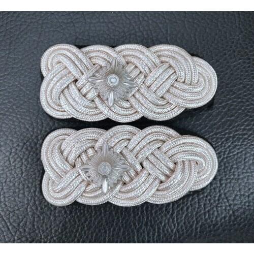WWII GERMAN MAJOR GENERAL TUNIC SHOULDER BOARDS HIGH QUALITY silver METAL WIRE
