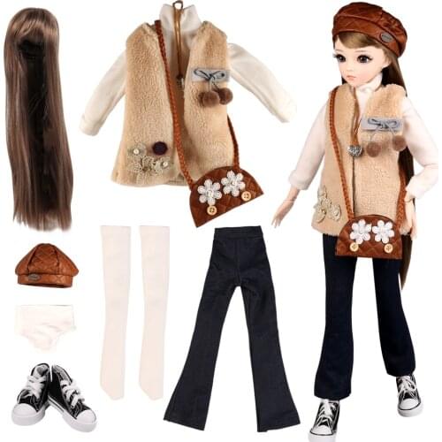 UCanaan Fashion Clothes Set For 1/3 BJD Doll Full Outfits Clothes Wig Shoes Accessories For 60CM Dolls