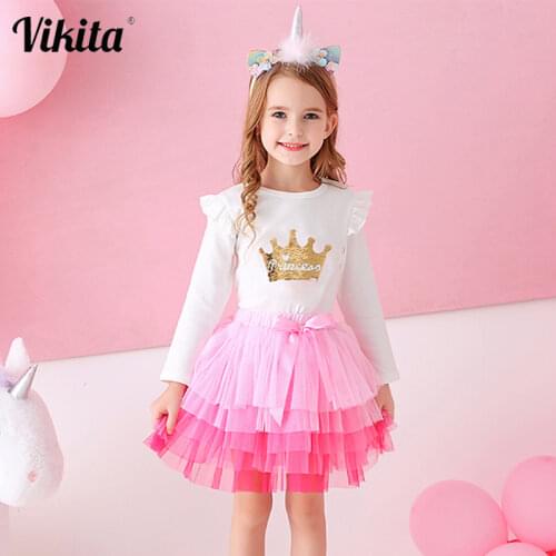VIKITA Baby Girl Tutu Skirt Children Tulle Lace Mesh Skirts Autumn Spring Clothes Toddlers Cake Skirts Baby Girls Layered Skirt