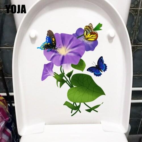 YOJA 16.3X21.7CM Fresh Trumpet Flower Living Room Wall Sticker Creative Cartoon Bathroom Toilet Decals T1-2349