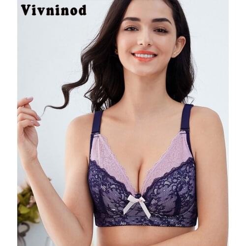 Plus Size Womens Full Coverage Bra Wide shoulder strap Underwire Bra Slightly Padded Lace Embrodiery Minimizer Bra 34-46BCDE Bra