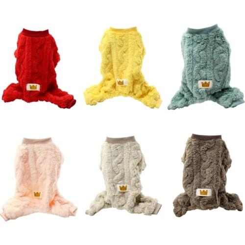 Winter Dog Sweater Double-faced Fleece Warm Four-leg Jumpsuit or Cats Small Medium Teddy Chihuahua Costume Cute Pets Ropa Perro