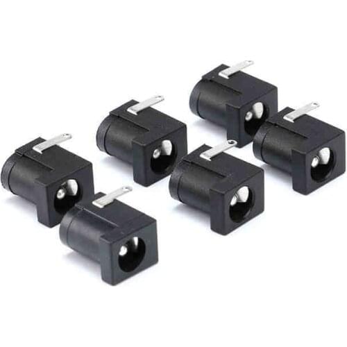 10Pcs 5.5x2.1mm DC-005 Black DC Power Jack Socket DC Connectors Supply Barrel-Type Right Angle PCB Mount Terminal