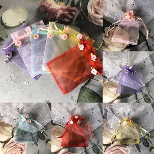 10Pcs New Chinese Wedding Candy Bag With Souvenir Return Gift Bag Jewelry Packaging Plain Floret Net Bag
