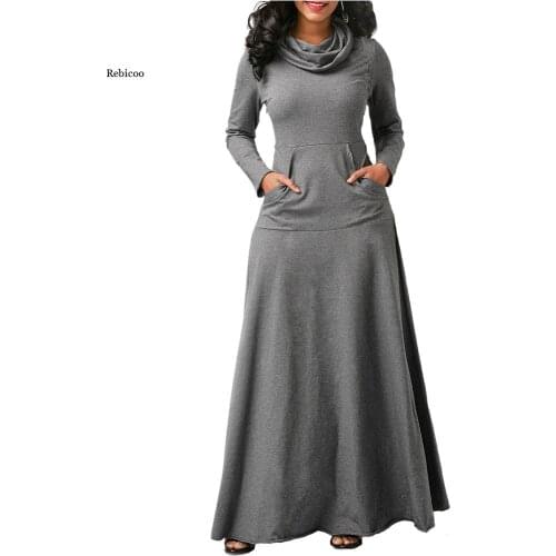 5Xl Women Dress Elegant Casual Solid Long Sleeve Vintage Autumn Winter Maxi Dress Robe Bow Neck Long Vestidos Plus Size
