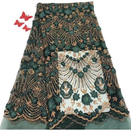 African Sequins Lace Fabric 2021 High Quality Lace Material French Nigerian Tulle Lace Fabrics For Wedding Dress J03921