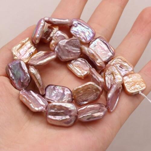 New Natural Freshwater Pearl Beaded Irregular Purple Square Beads for Jewelry Making DIY Necklace Bracelet Accessories 14x17mm