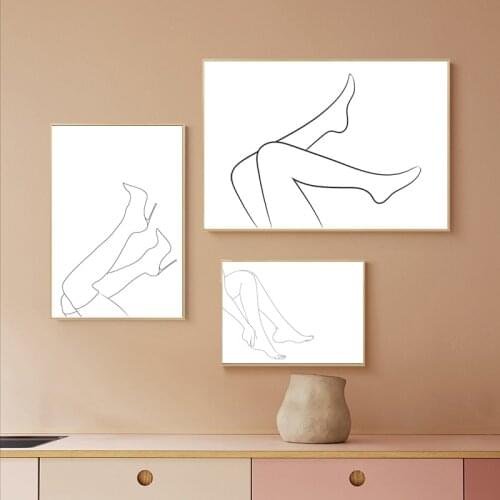Black White Abstract Elegant Woman Legs Art Prints Modern Minimalist Poster Beauty Spa Wall Pictures Canvas Painting Decoration